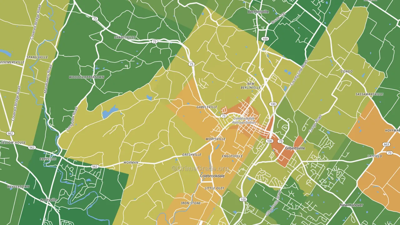 Boyertown, PA Map of Vandalism Rates