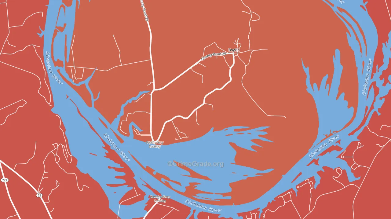 Boykin, AL Map of Vandalism Rates