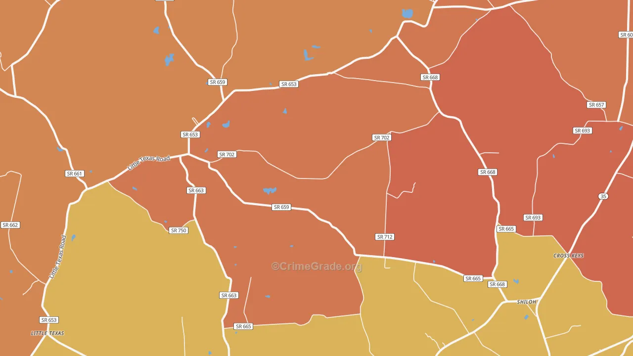 Boykins and Branchville, VA Map of Vandalism Rates