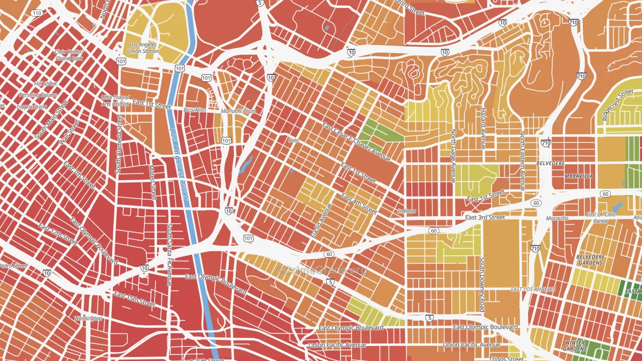 Boyle Heights, Los Angeles, CA Map of Vandalism Rates
