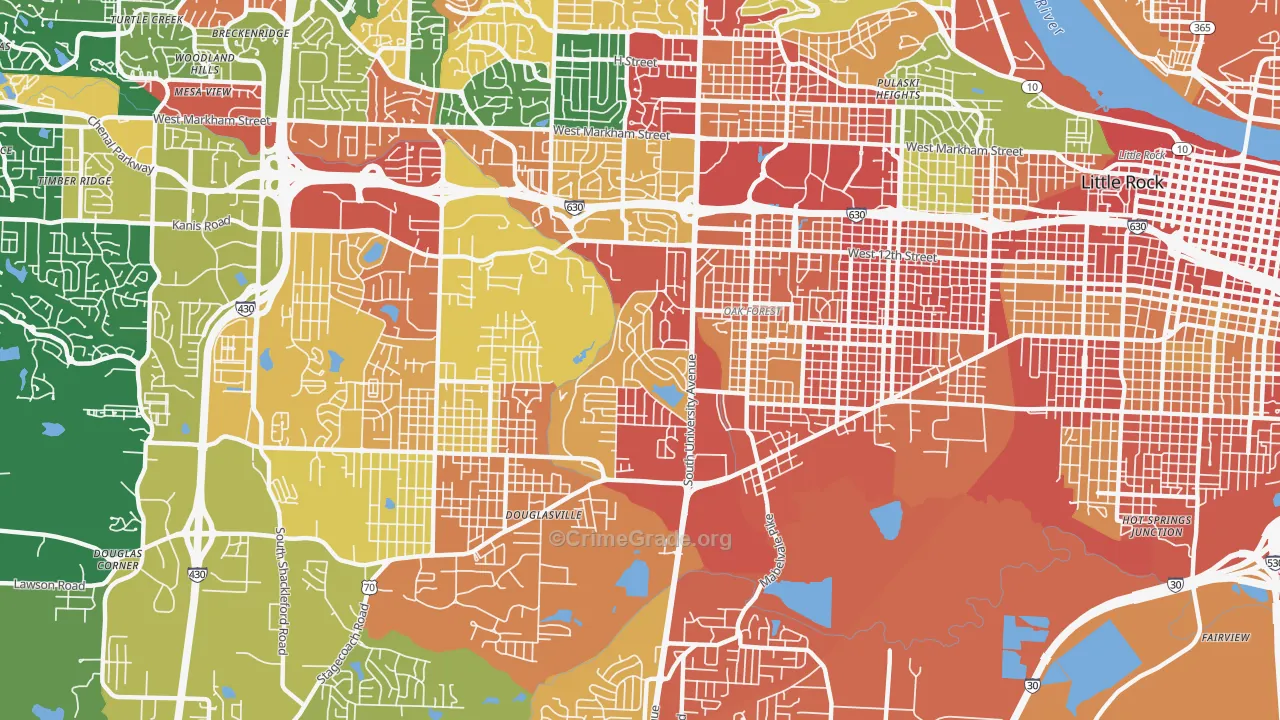 Boyle Park, Little Rock, AR Map of Vandalism Rates