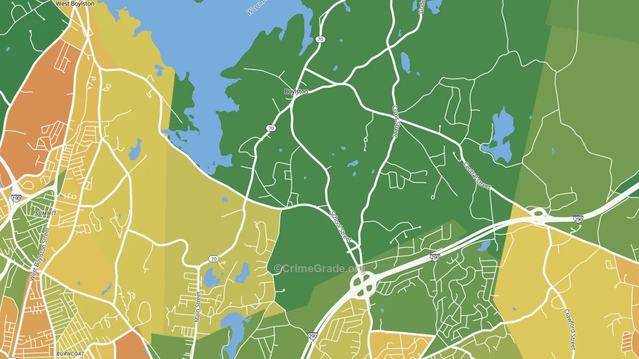 Boylston, MA Map of Vandalism Rates