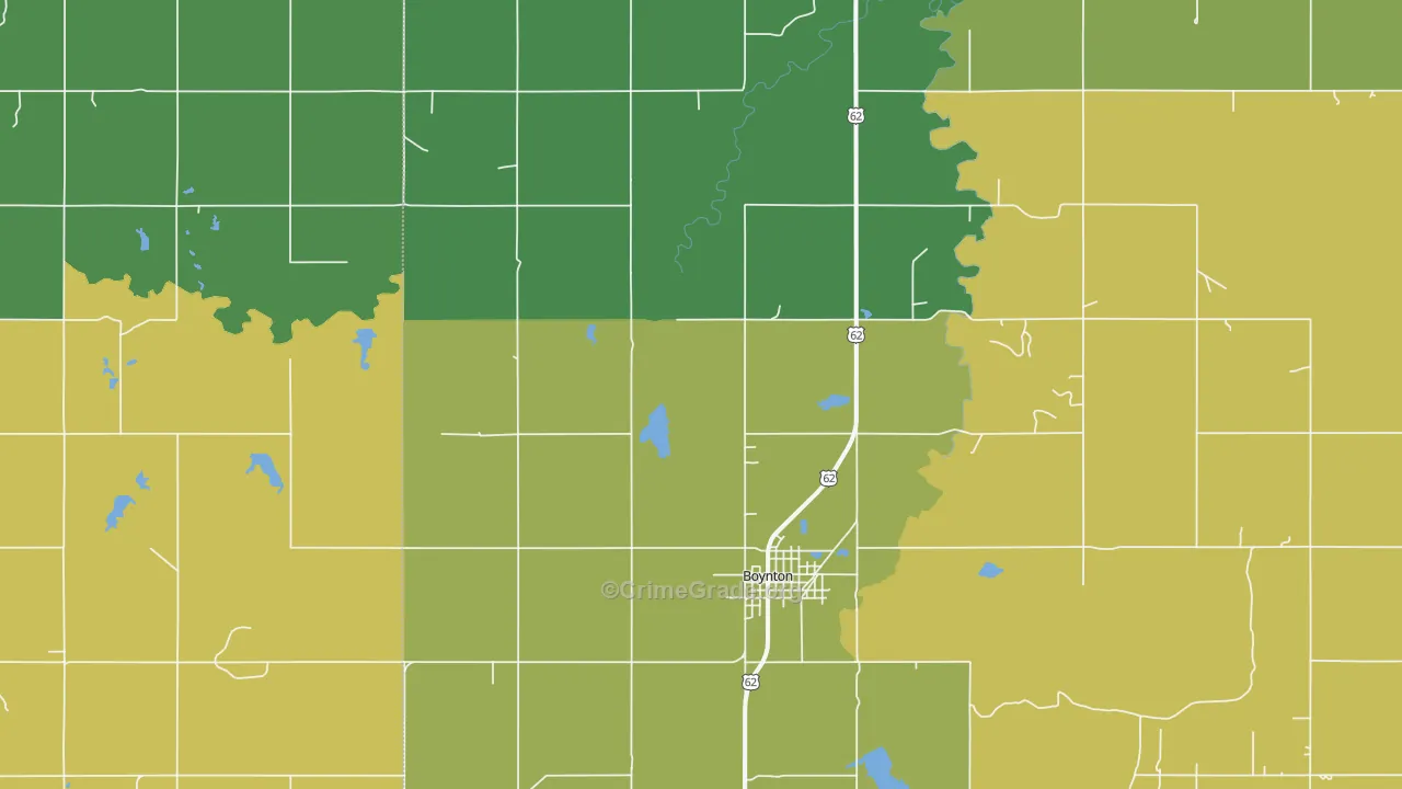 Boynton, OK Map of Vandalism Rates