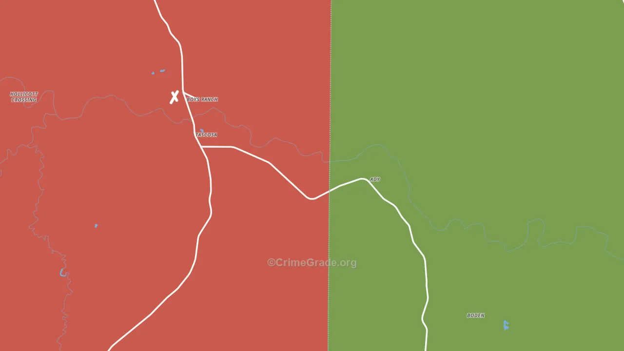 Boys Ranch, TX Map of Vandalism Rates