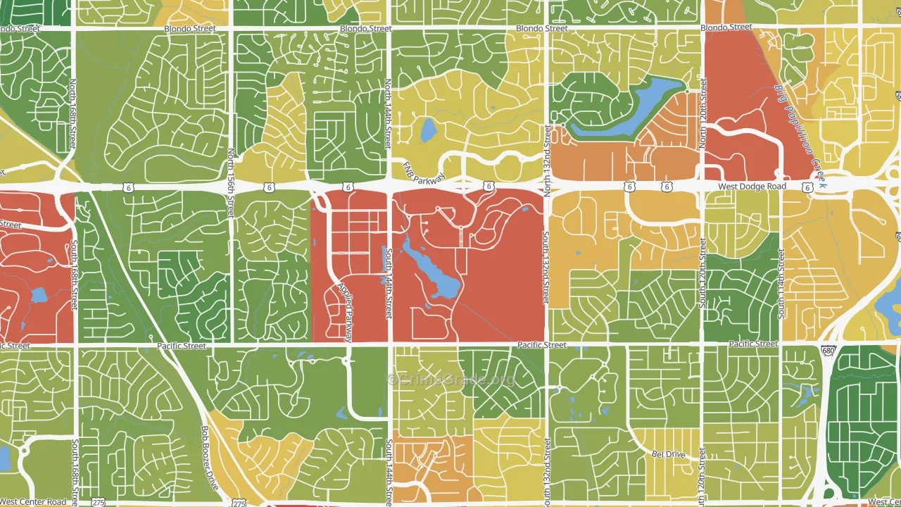 Boys Town, NE Map of Vandalism Rates