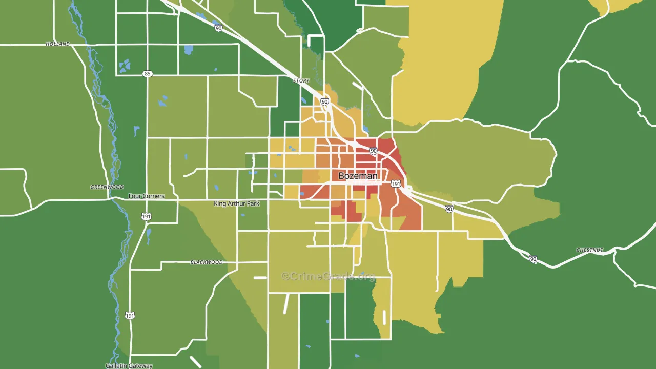 Bozeman, MT Map of Vandalism Rates