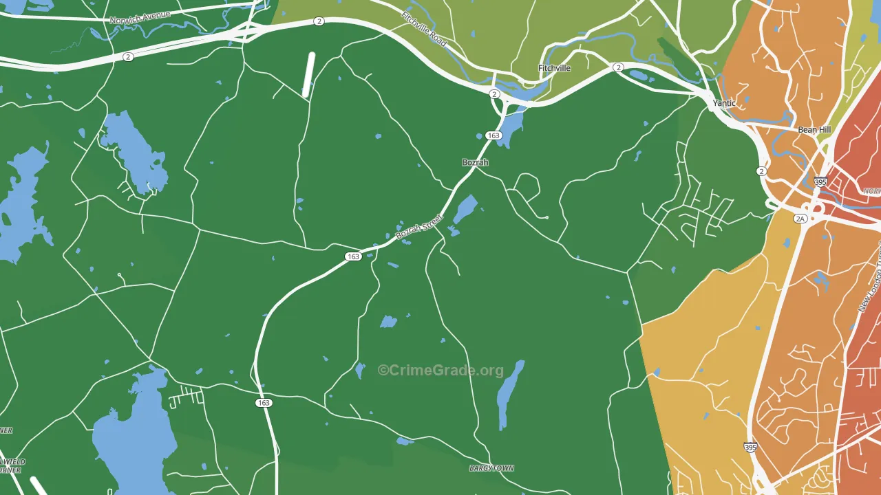 Bozrah, CT Map of Vandalism Rates
