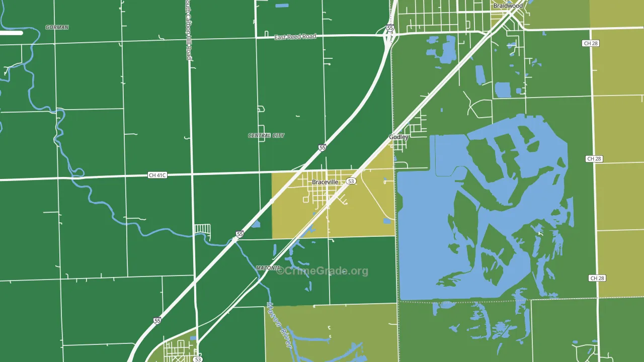 Braceville, IL Map of Vandalism Rates