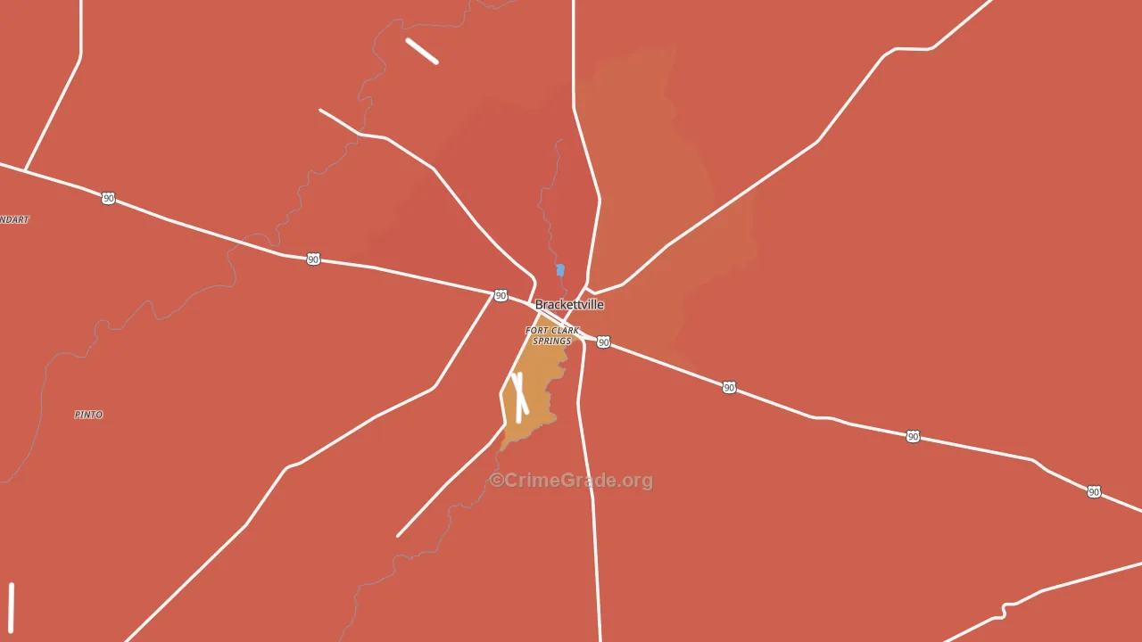 Brackettville, TX Map of Vandalism Rates