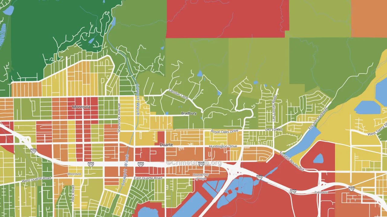 Bradbury, CA Map of Vandalism Rates