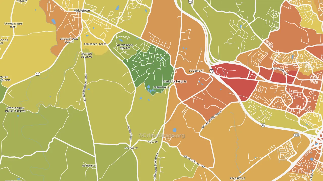 Braddock Heights, MD Map of Vandalism Rates
