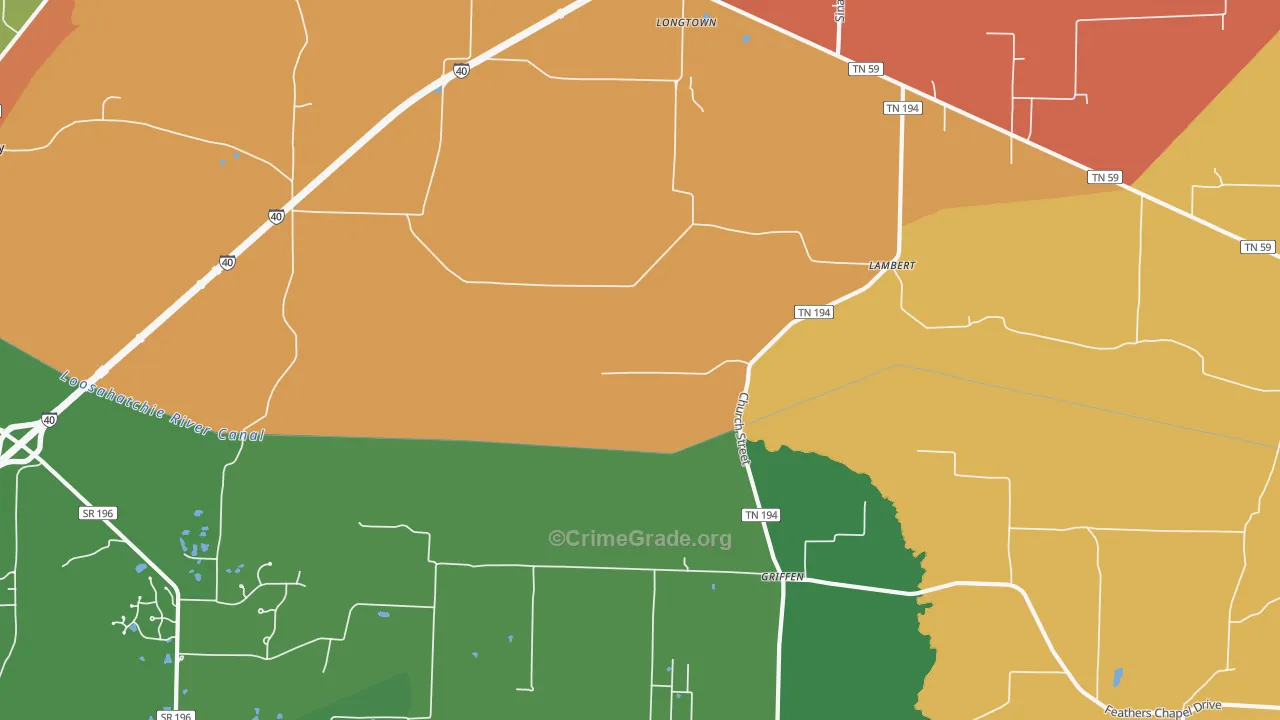 Braden, TN Map of Vandalism Rates