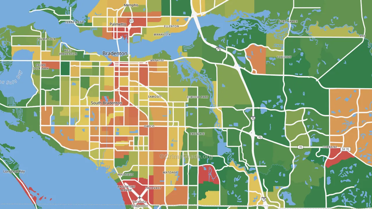 Bradenton, FL Map of Vandalism Rates
