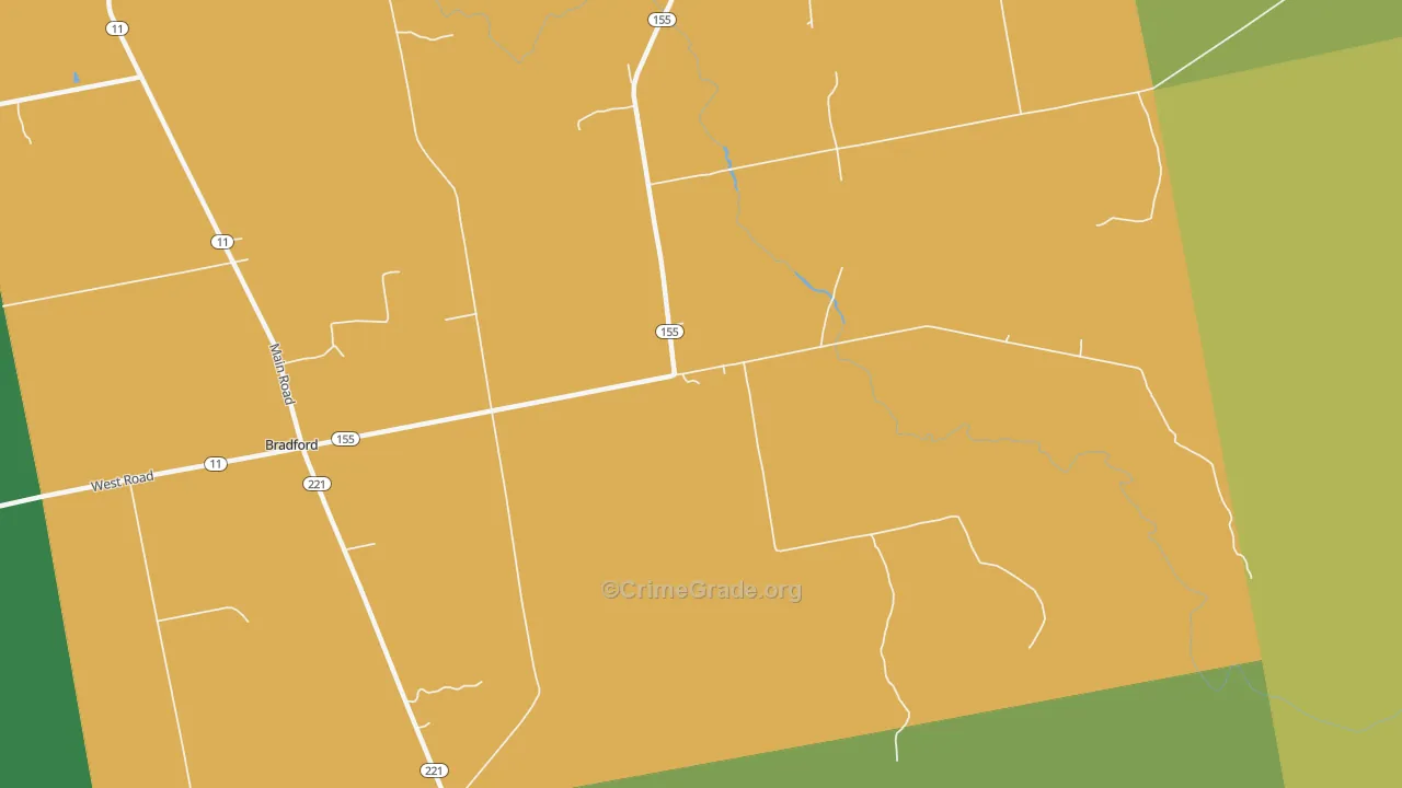 Bradford Center, ME Map of Vandalism Rates