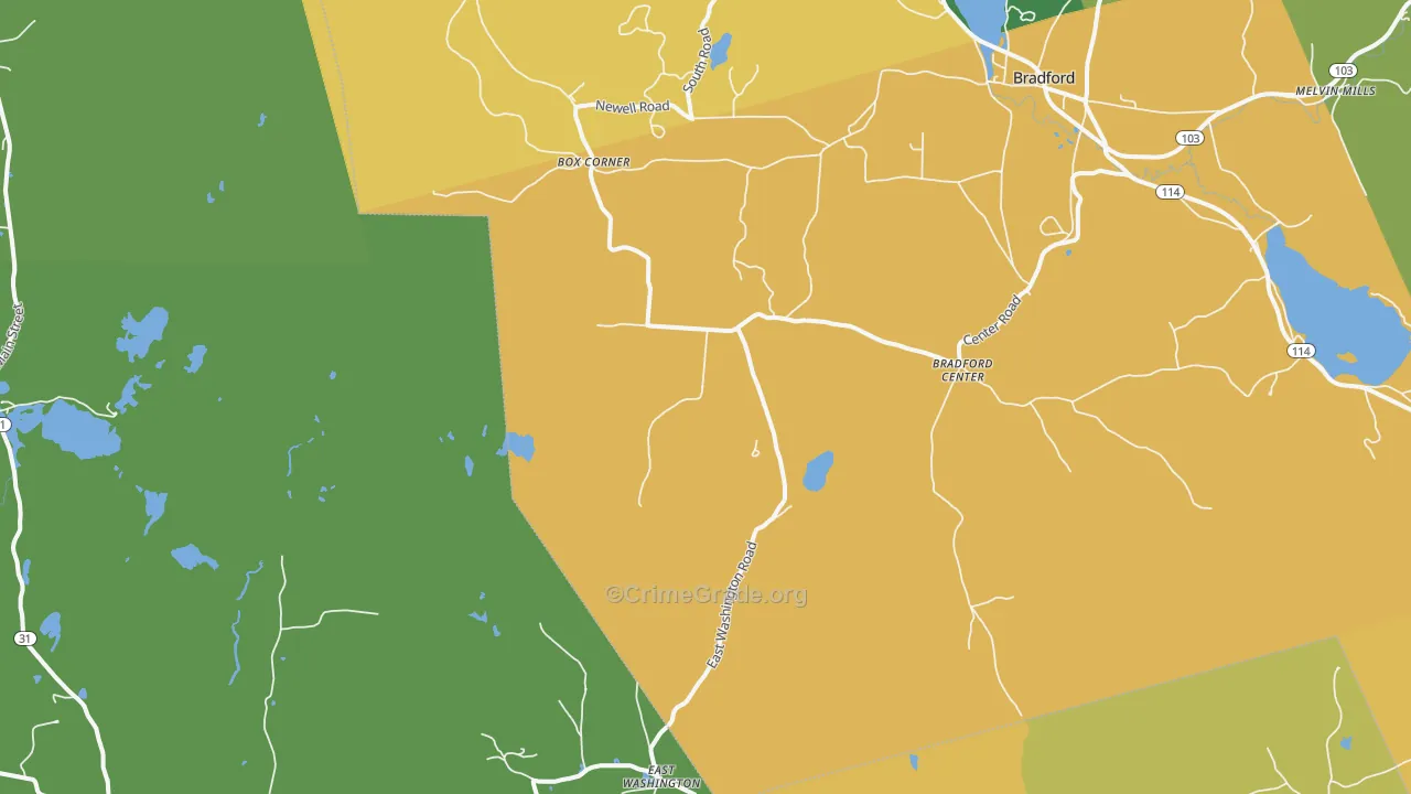 Bradford Center, NH Map of Vandalism Rates
