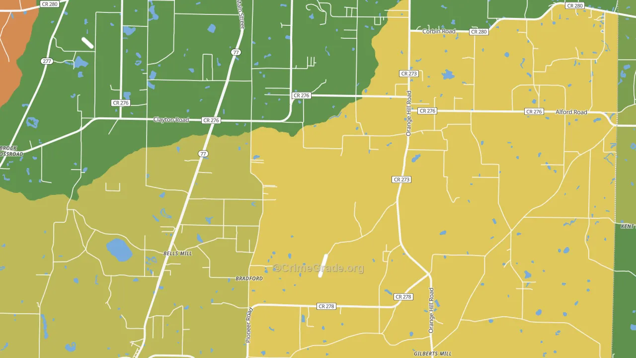 Bradford, FL Map of Vandalism Rates
