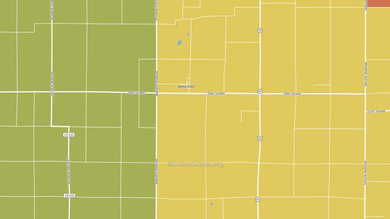 Bradford, IA Map of Vandalism Rates
