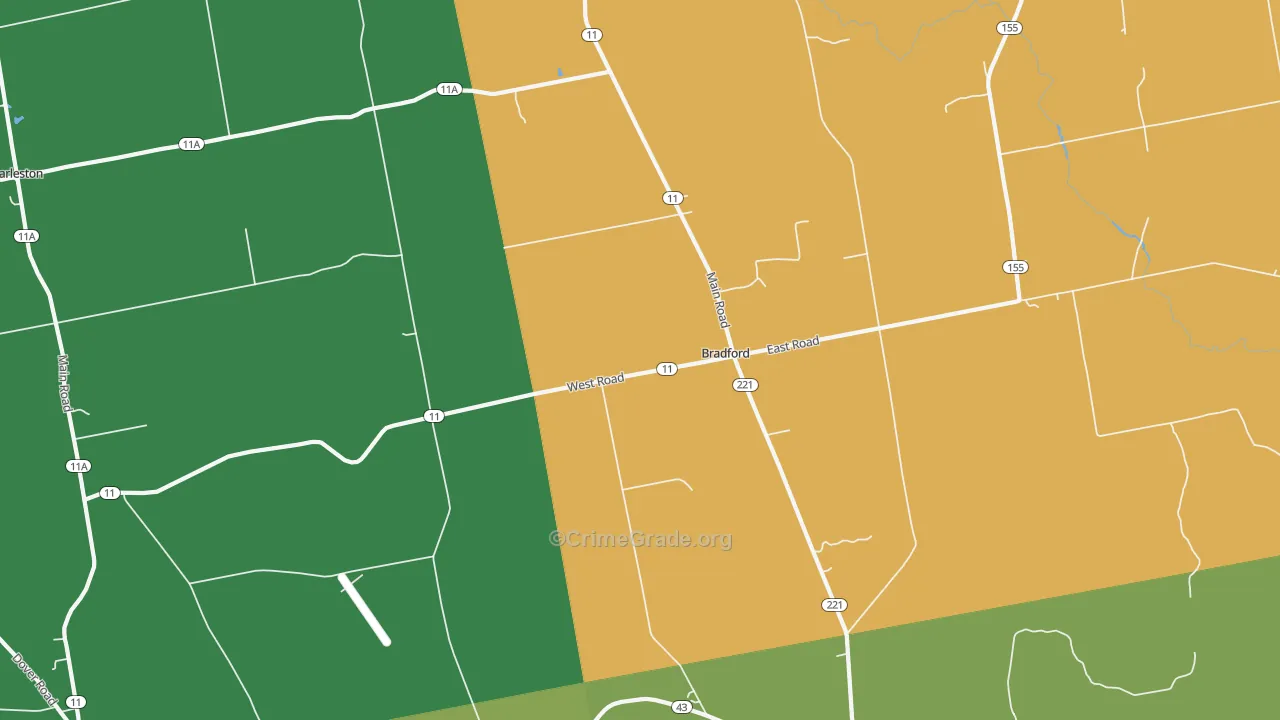 Bradford, ME Map of Vandalism Rates