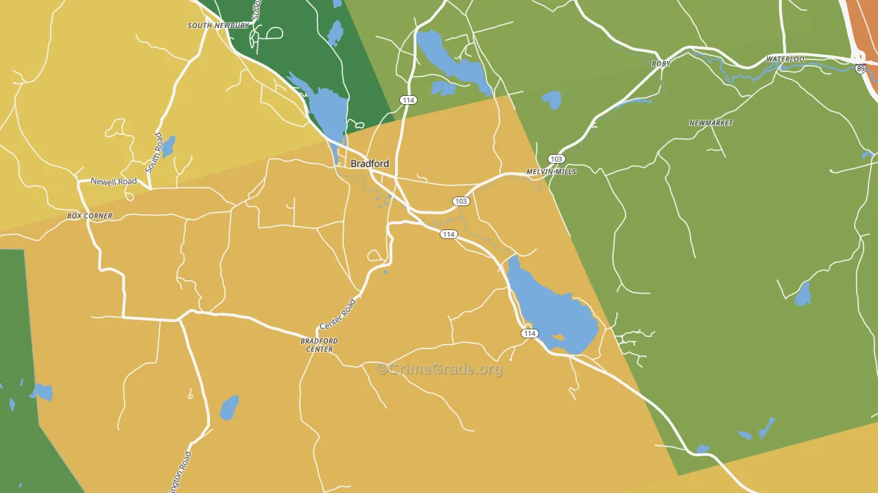 Bradford, NH Map of Vandalism Rates
