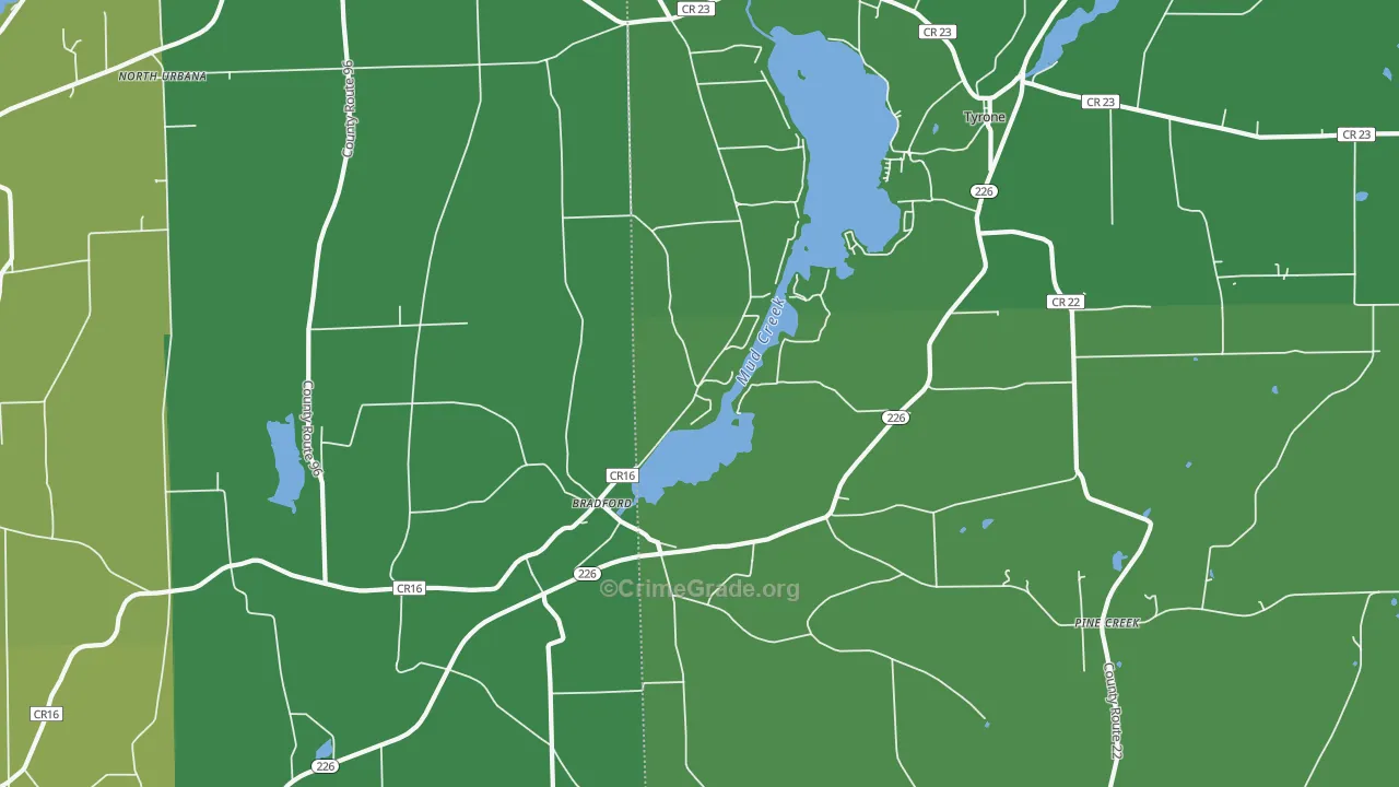 Bradford, NY Map of Vandalism Rates