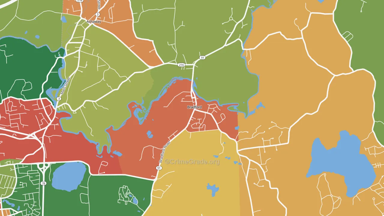 Bradford, RI Map of Vandalism Rates