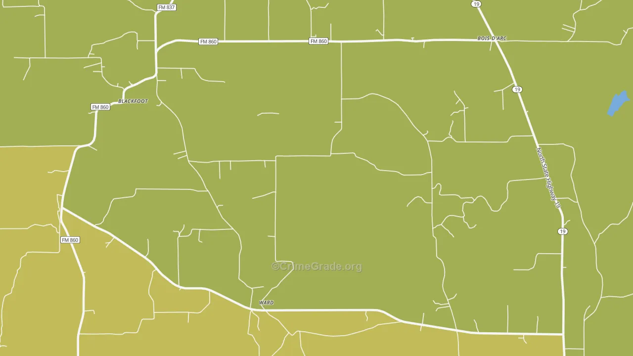 Bradford, TX Map of Vandalism Rates