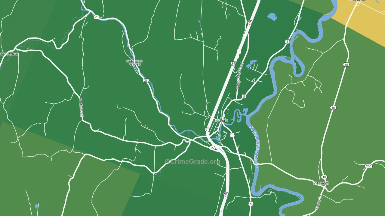 Bradford, VT Map of Vandalism Rates
