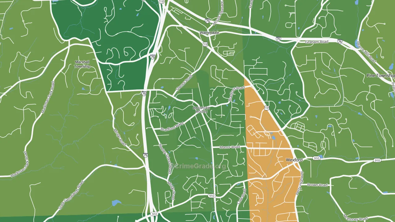 Bradford Woods, PA Map of Vandalism Rates