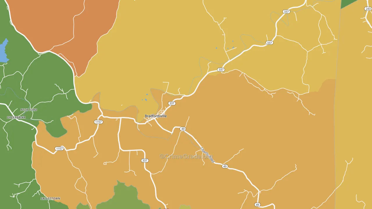 Bradfordsville, KY Map of Vandalism Rates