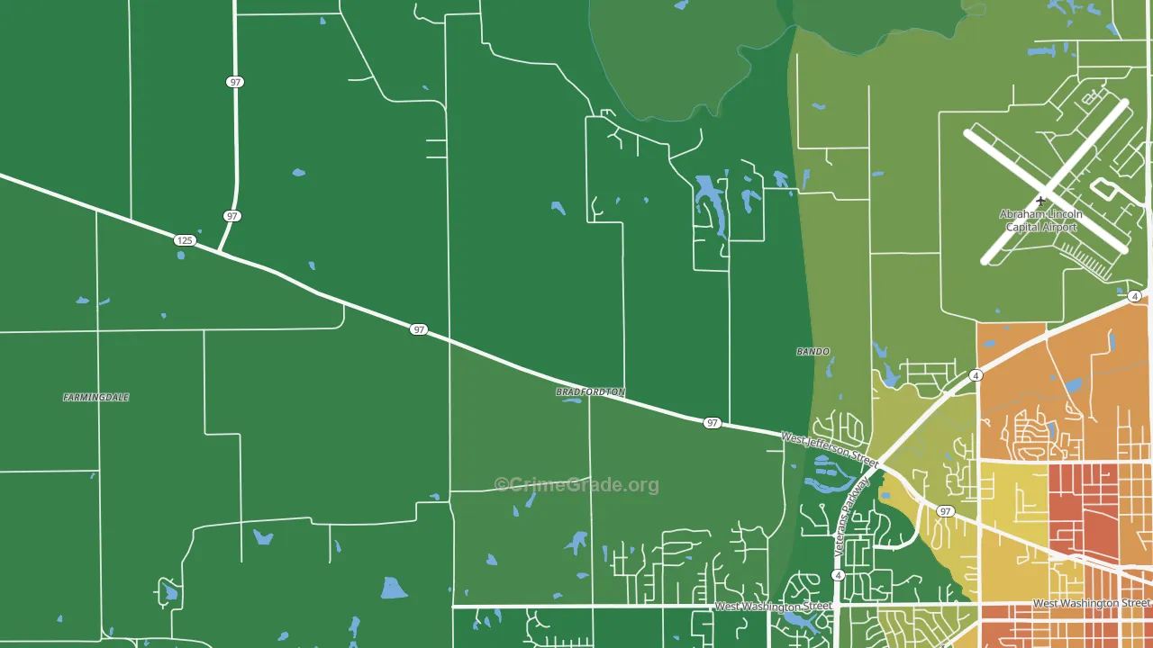 Bradfordton, IL Map of Vandalism Rates