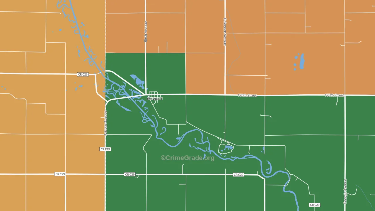Bradgate, IA Map of Vandalism Rates