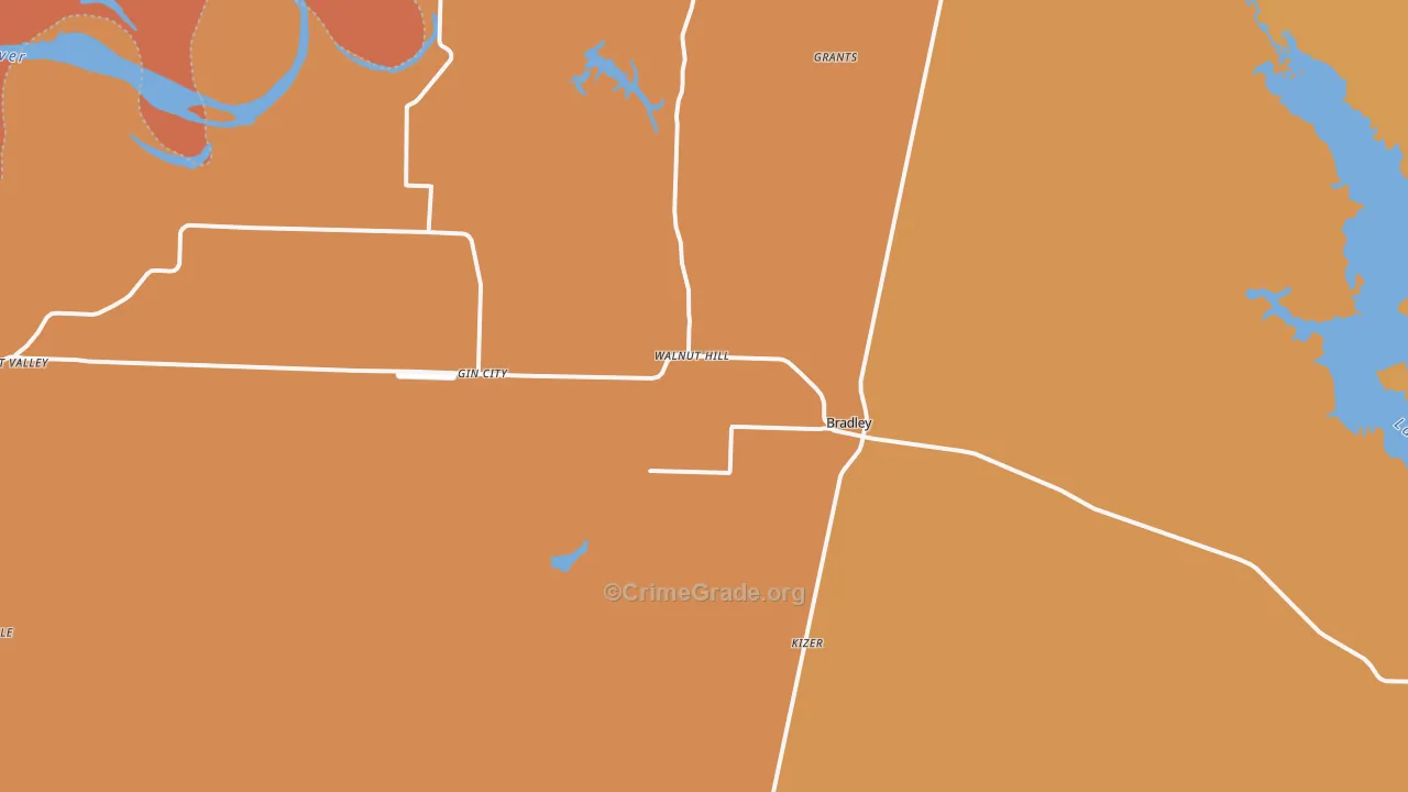 Bradley, AR Map of Vandalism Rates