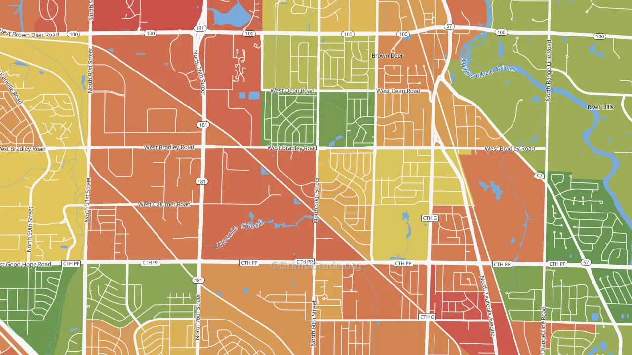 Bradley Estates, Milwaukee, WI Map of Vandalism Rates