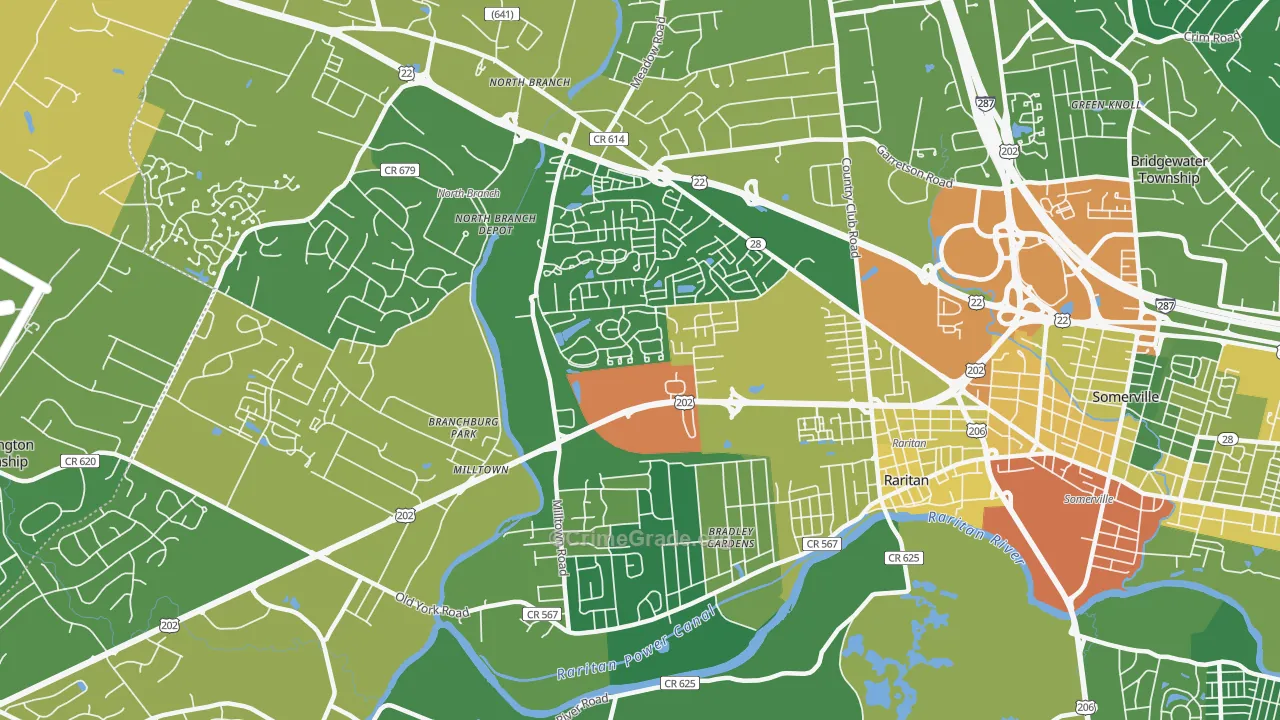 Bradley Gardens, NJ Map of Vandalism Rates
