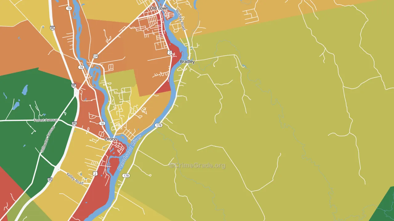 Bradley, ME Map of Vandalism Rates