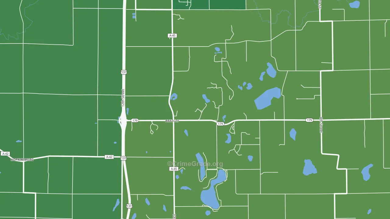 Bradley, MI Map of Vandalism Rates