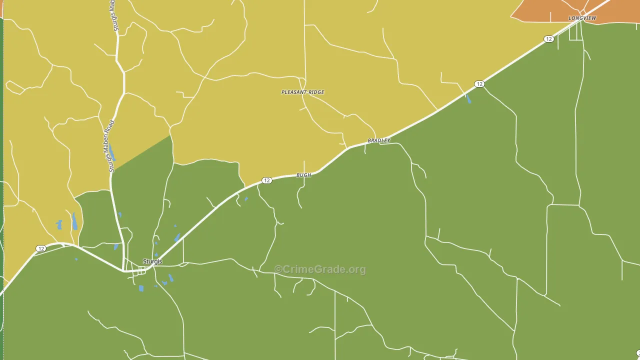 Bradley, MS Map of Vandalism Rates