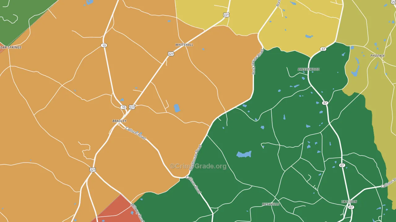 Bradley, SC Map of Vandalism Rates