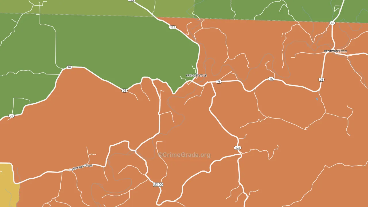 Bradleyville, MO Map of Vandalism Rates
