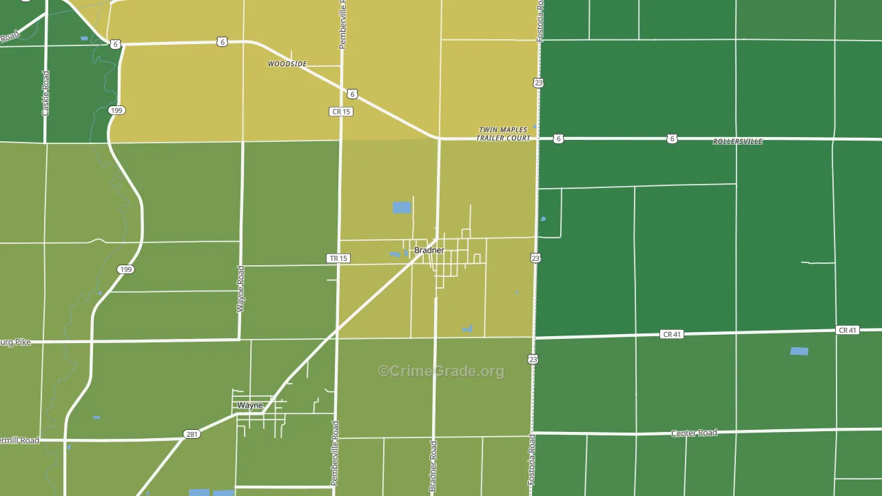 Bradner, OH Map of Vandalism Rates