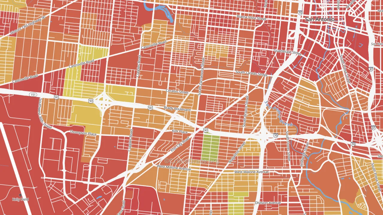 Brady Gardens, San Antonio, TX Map of Vandalism Rates