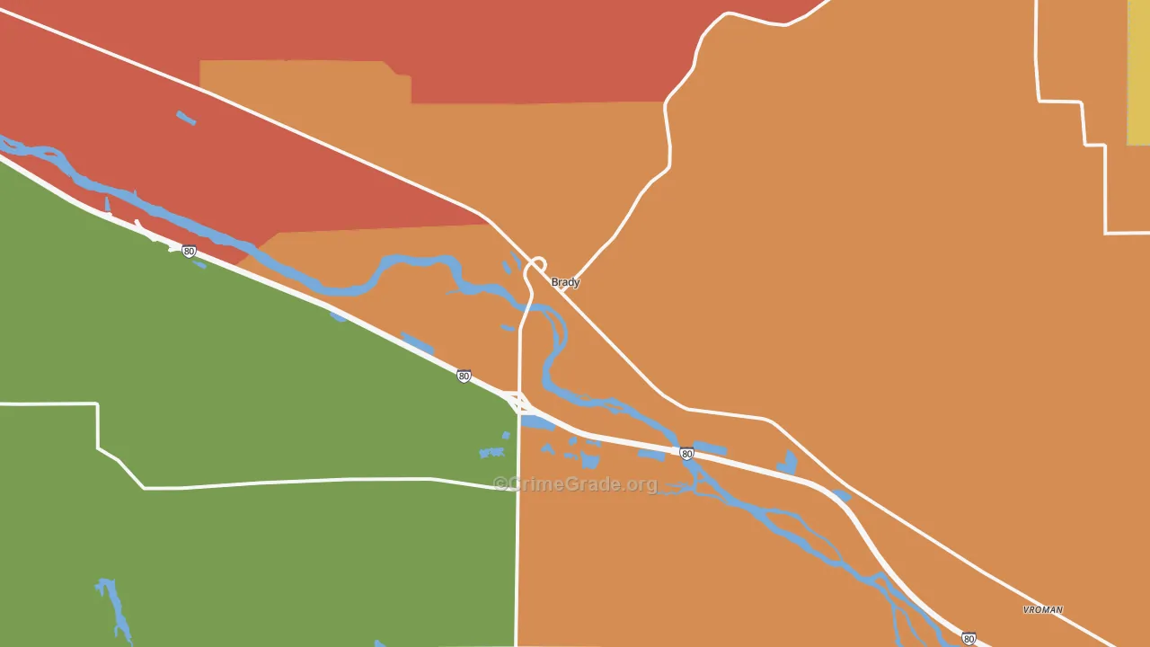 Brady, NE Map of Vandalism Rates