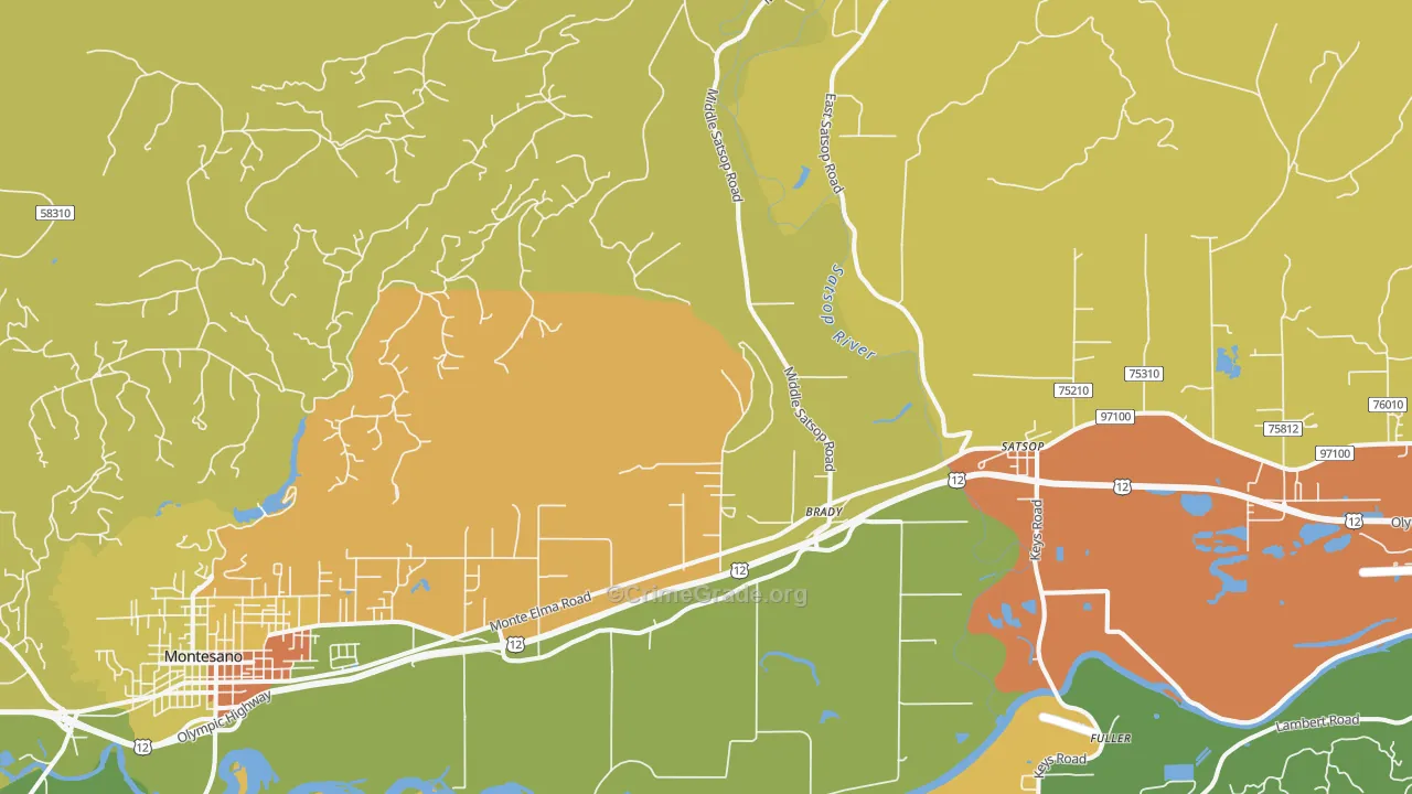 Brady, WA Map of Vandalism Rates