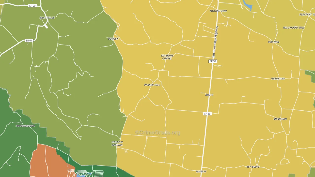 Bradyville, TN Map of Vandalism Rates