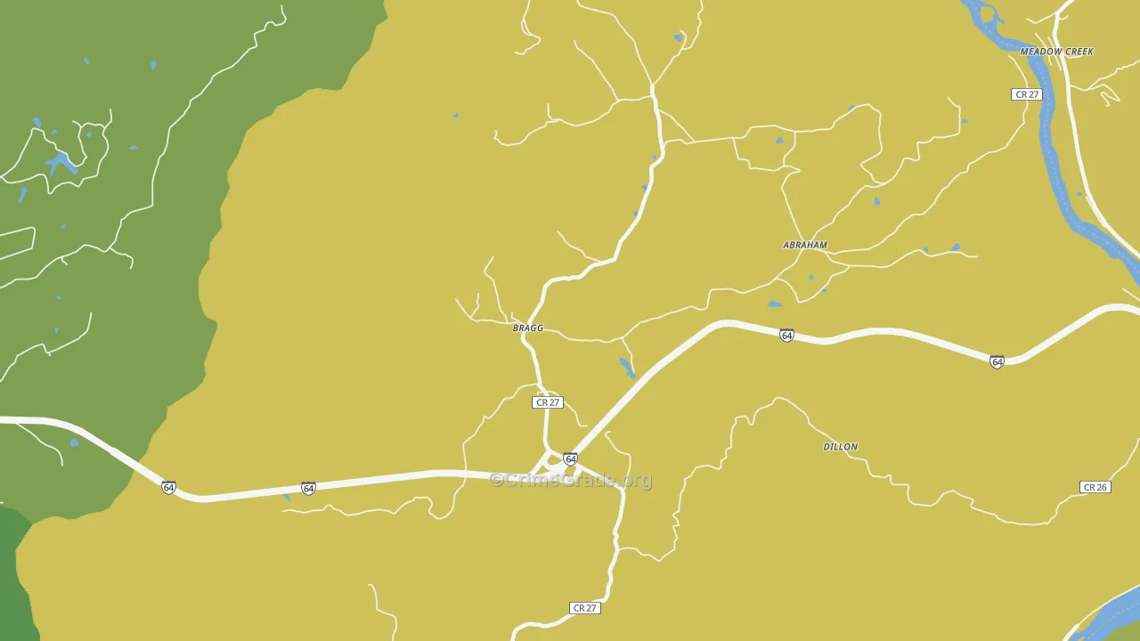 Bragg, WV Map of Vandalism Rates