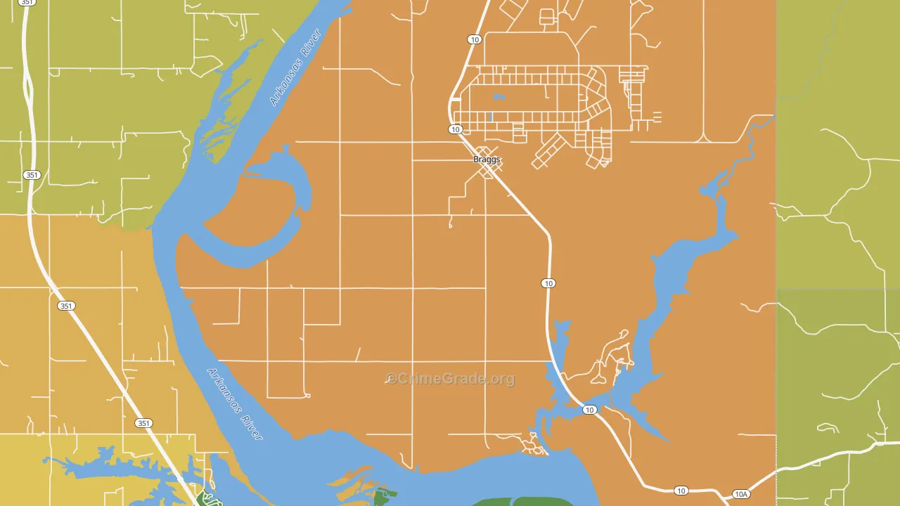 Braggs, OK Map of Vandalism Rates