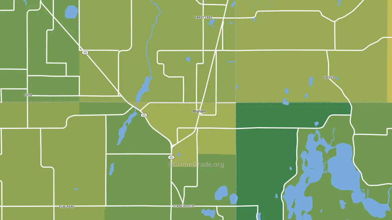 Braham, MN Map of Vandalism Rates
