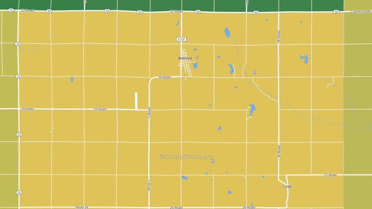 Brainard, NE Map of Vandalism Rates