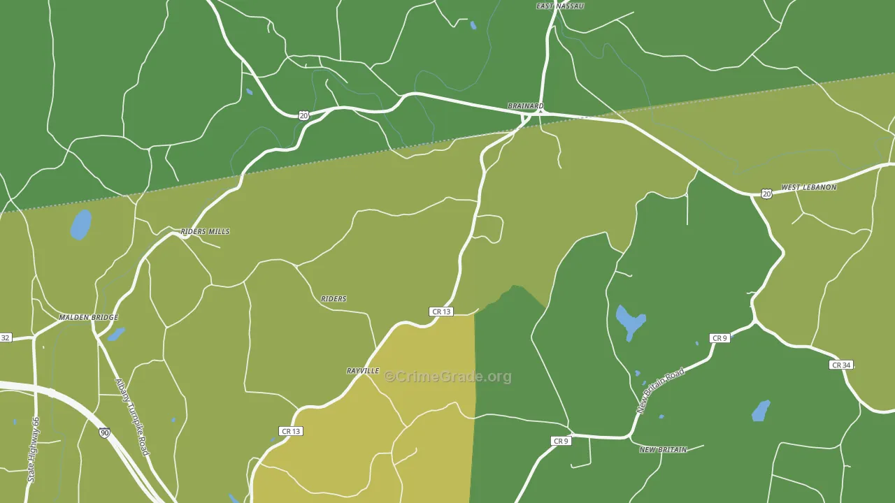 Brainard, NY Map of Vandalism Rates