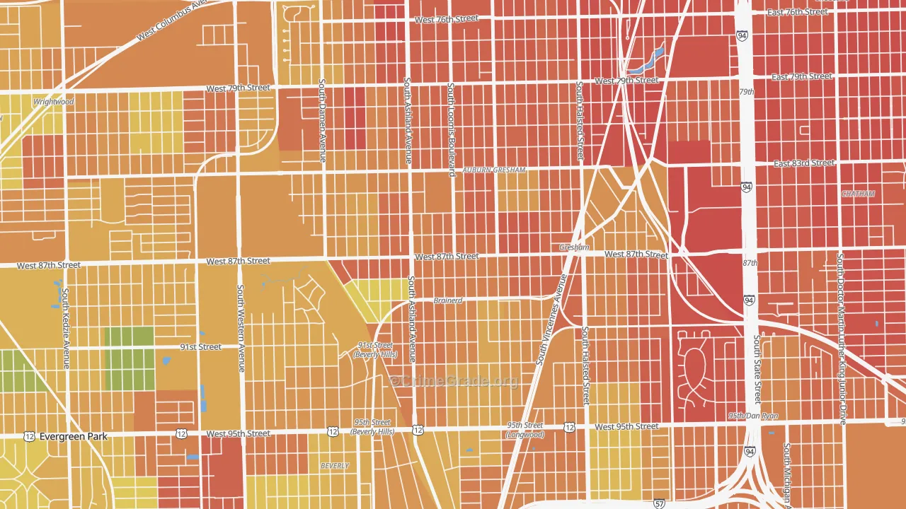 Brainerd, Chicago, IL Map of Vandalism Rates